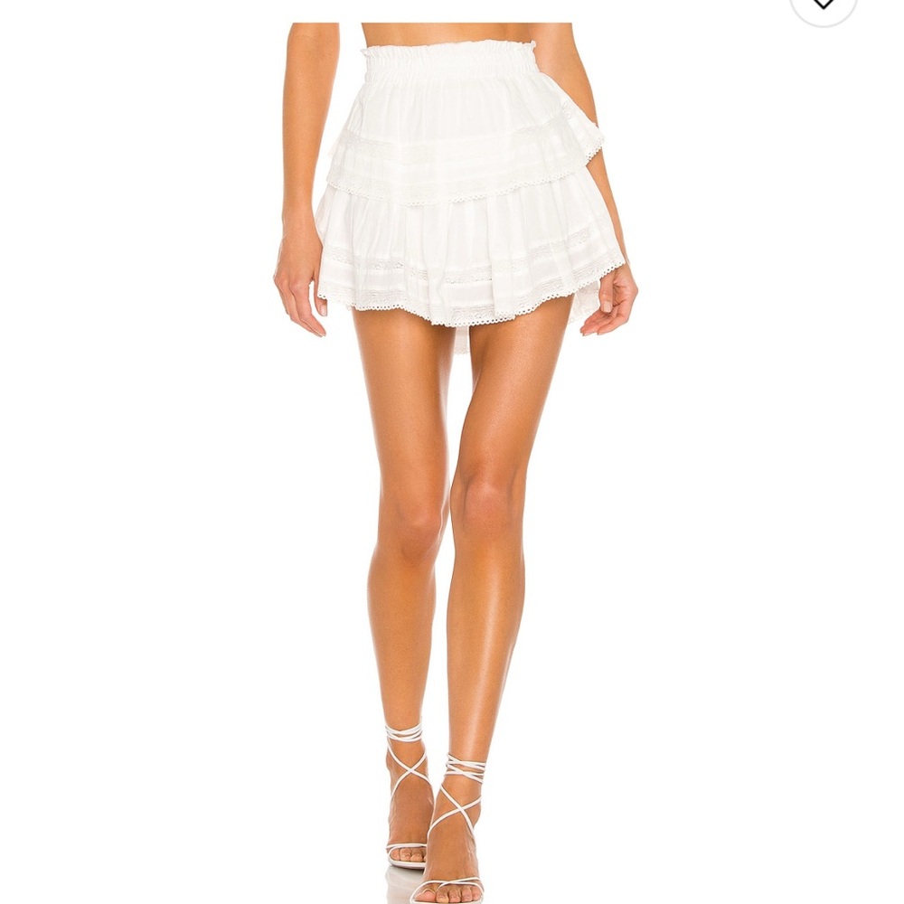 LoveShackFancy Cream Tiered Mini Skirt